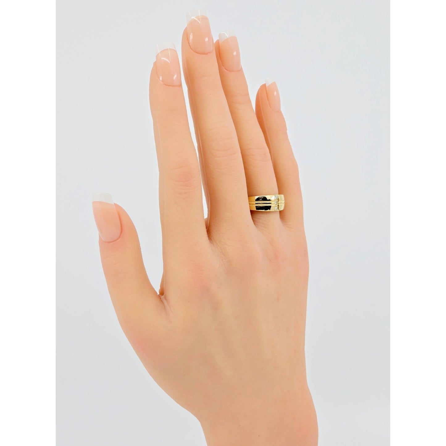 14K Yellow Gold Vertical Row 3 Diamond Ring Band