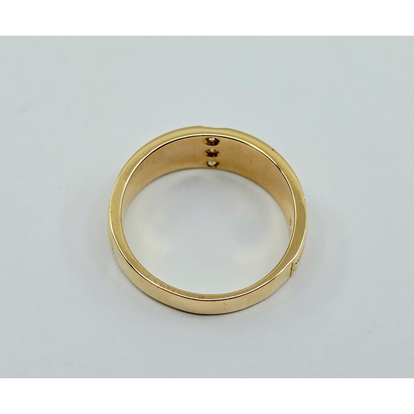14K Yellow Gold Vertical Row 3 Diamond Ring Band