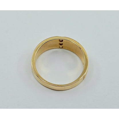 14K Yellow Gold Vertical Row 3 Diamond Ring Band