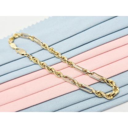 14K Two Tone Gold Milano Rope Bracelet