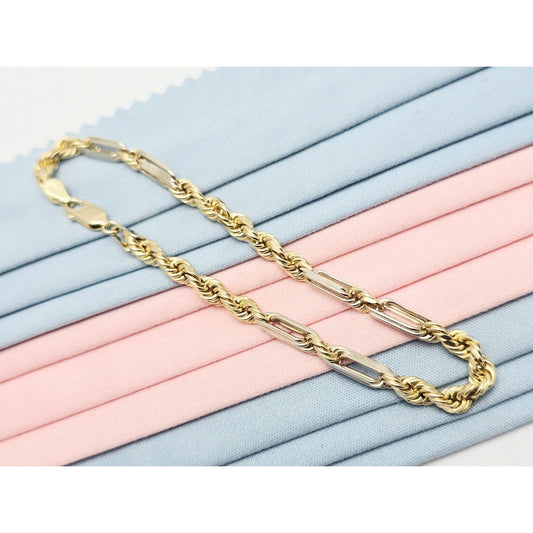 14K Two Tone Gold Milano Rope Bracelet
