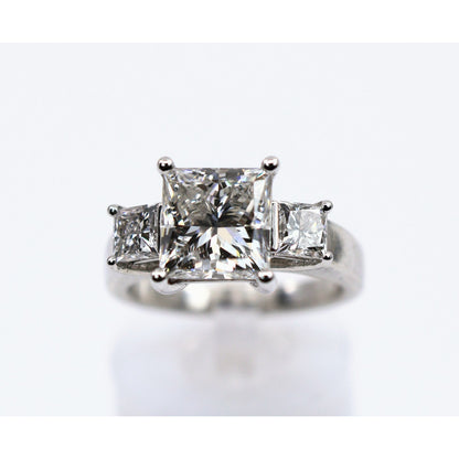 IGI 4.02ct Princess Lab Grown Diamond 3 Stone Ring 10K White Gold F VS1 Size 6.5