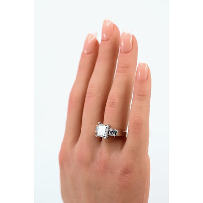 IGI 4.02ct Princess Lab Grown Diamond 3 Stone Ring 10K White Gold F VS1 Size 6.5