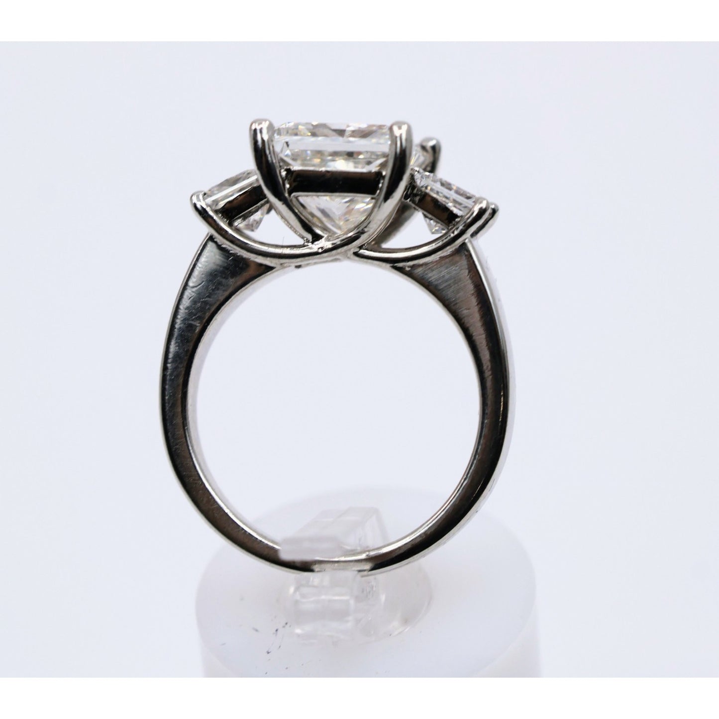 IGI 4.02ct Princess Lab Grown Diamond 3 Stone Ring 10K White Gold F VS1 Size 6.5