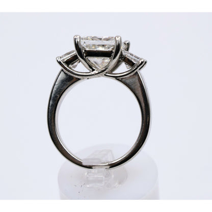 IGI 4.02ct Princess Lab Grown Diamond 3 Stone Ring 10K White Gold F VS1 Size 6.5