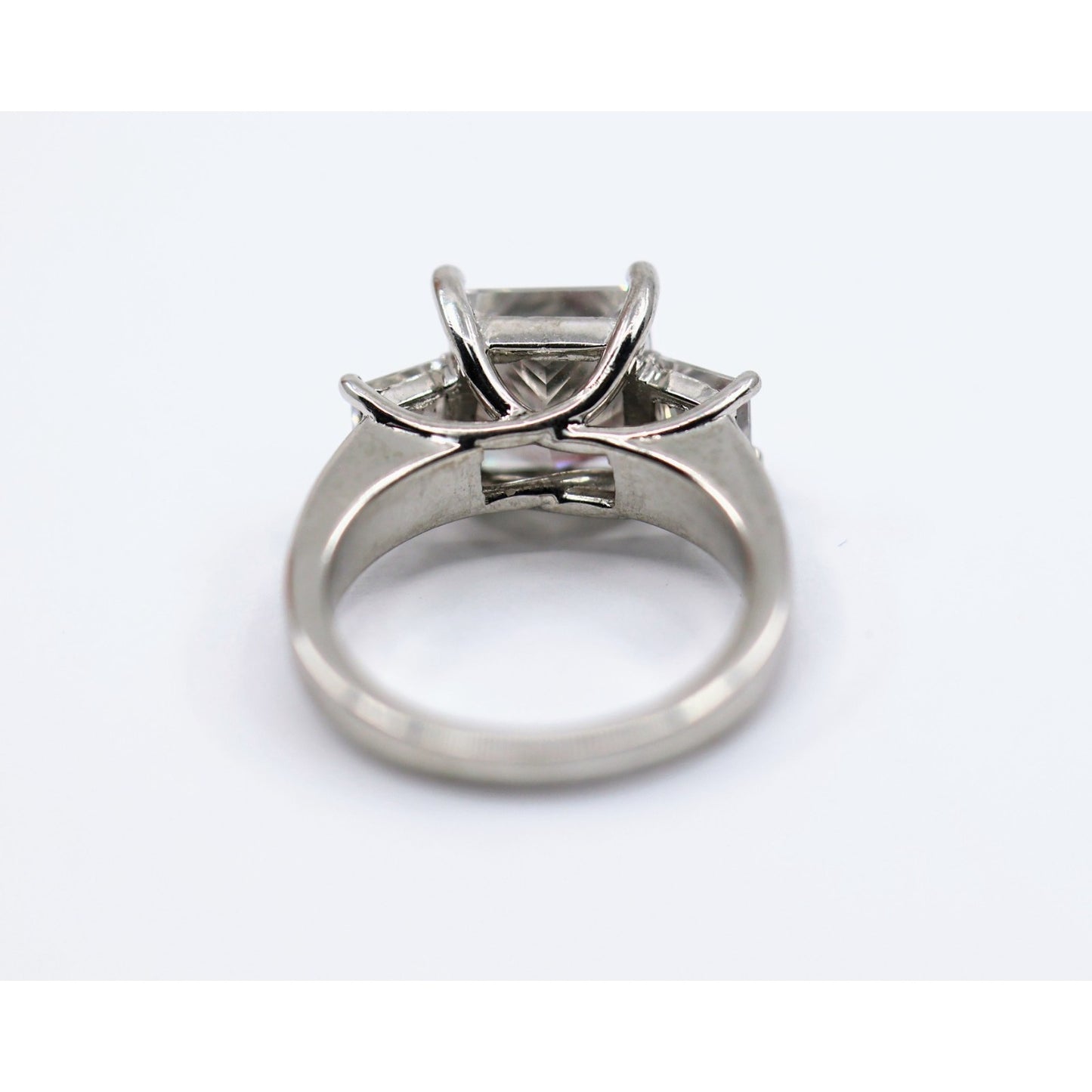 IGI 4.02ct Princess Lab Grown Diamond 3 Stone Ring 10K White Gold F VS1 Size 6.5