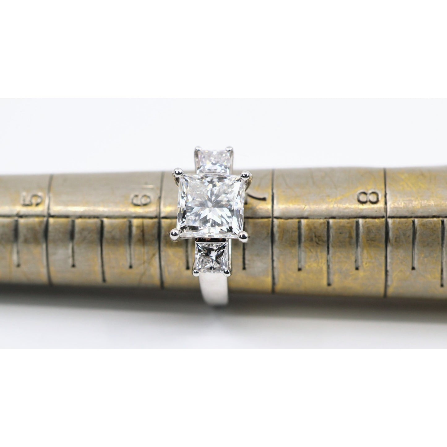 IGI 4.02ct Princess Lab Grown Diamond 3 Stone Ring 10K White Gold F VS1 Size 6.5