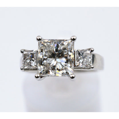 IGI 4.02ct Princess Lab Grown Diamond 3 Stone Ring 10K White Gold F VS1 Size 6.5