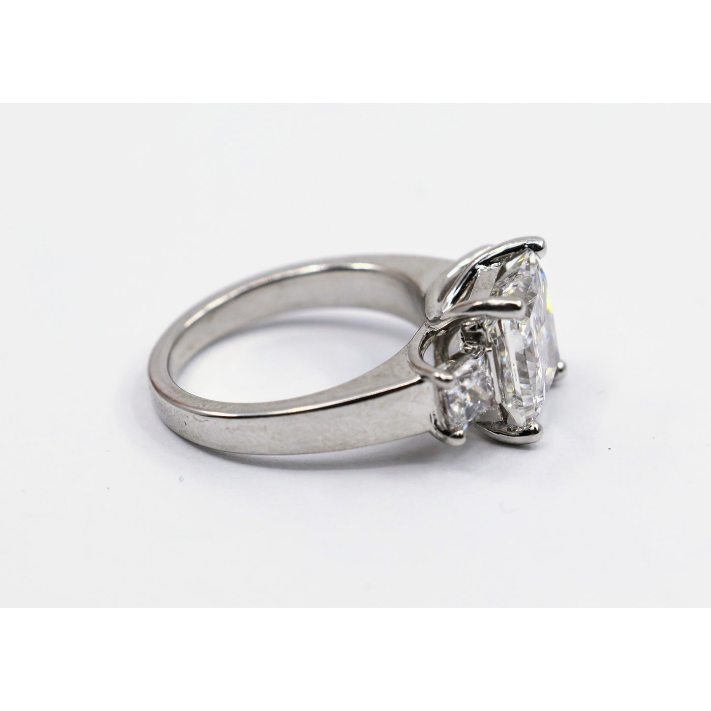 IGI 4.02ct Princess Lab Grown Diamond 3 Stone Ring 10K White Gold F VS1 Size 6.5