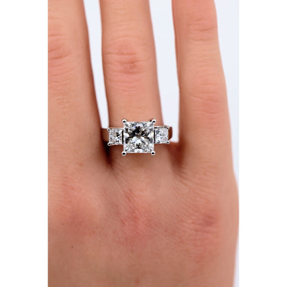 IGI 4.02ct Princess Lab Grown Diamond 3 Stone Ring 10K White Gold F VS1 Size 6.5