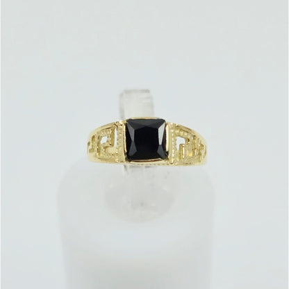 14K Yellow Gold Square Onyx Baby Ring
