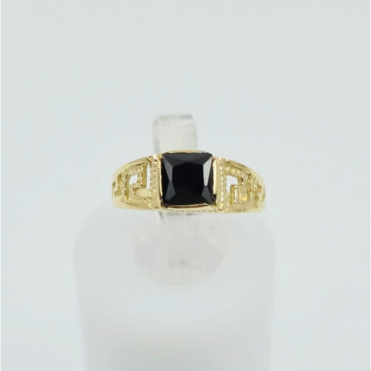 14K Yellow Gold Square Onyx Baby Ring