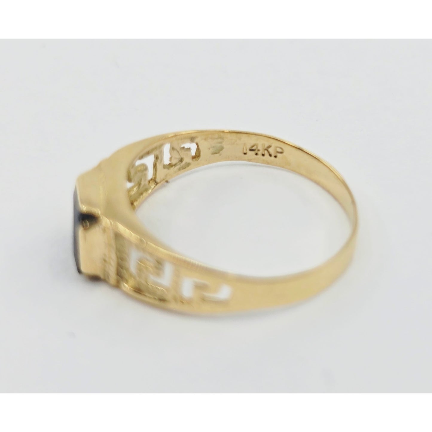 14K Yellow Gold Square Onyx Baby Ring