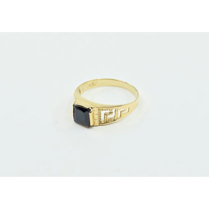 14K Yellow Gold Square Onyx Baby Ring