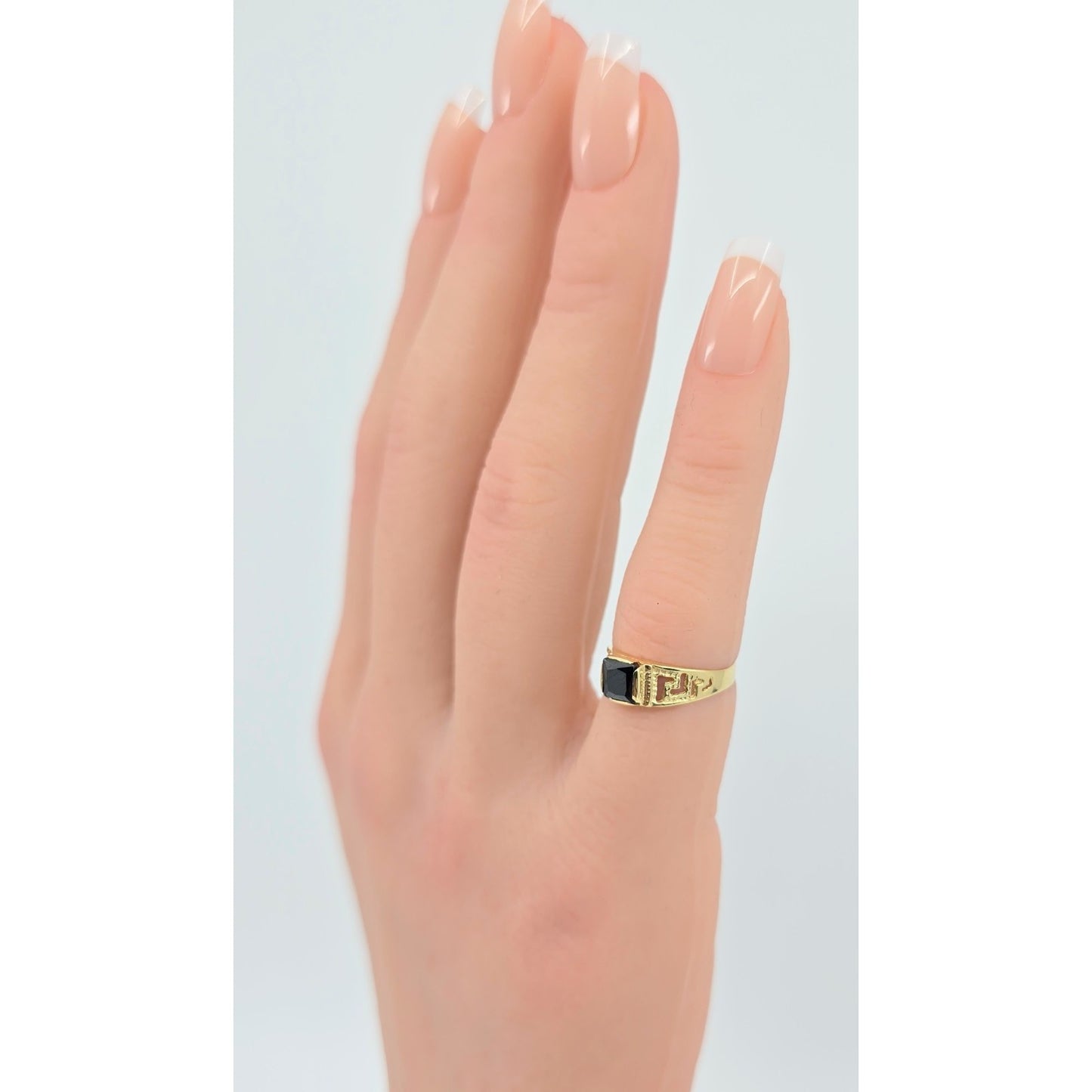 14K Yellow Gold Square Onyx Baby Ring