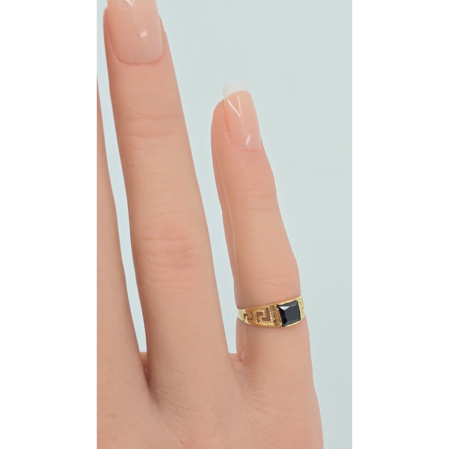 14K Yellow Gold Square Onyx Baby Ring