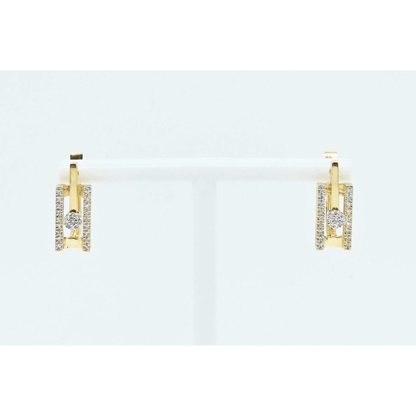 14K Yellow Gold Motion Diamond French Clip Earrings