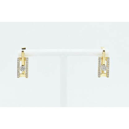 14K Yellow Gold Motion Diamond French Clip Earrings