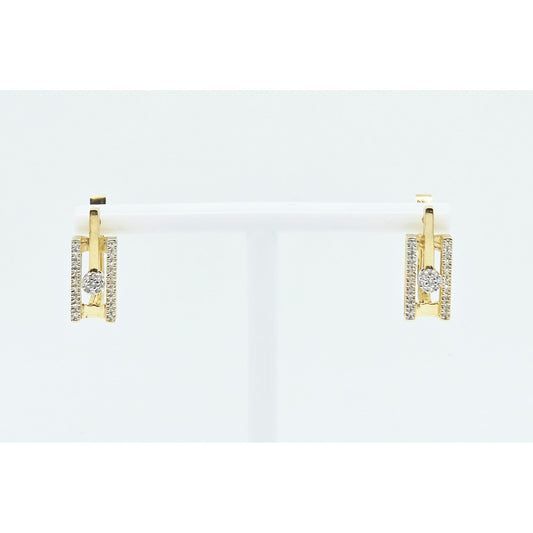 14K Yellow Gold Motion Diamond French Clip Earrings