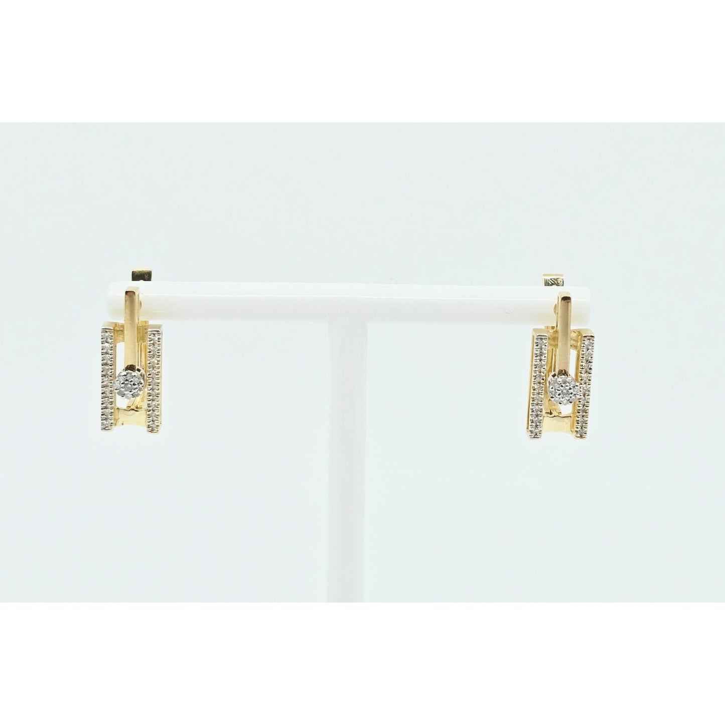 14K Yellow Gold Motion Diamond French Clip Earrings