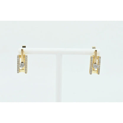14K Yellow Gold Motion Diamond French Clip Earrings