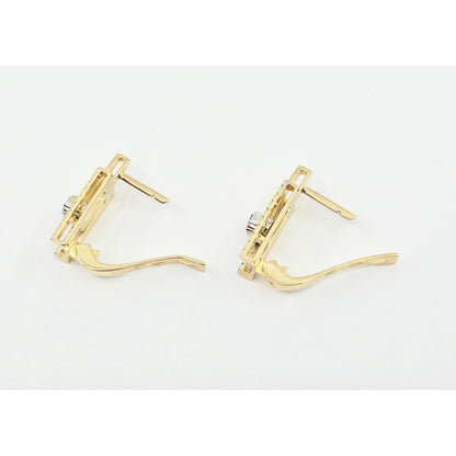 14K Yellow Gold Motion Diamond French Clip Earrings