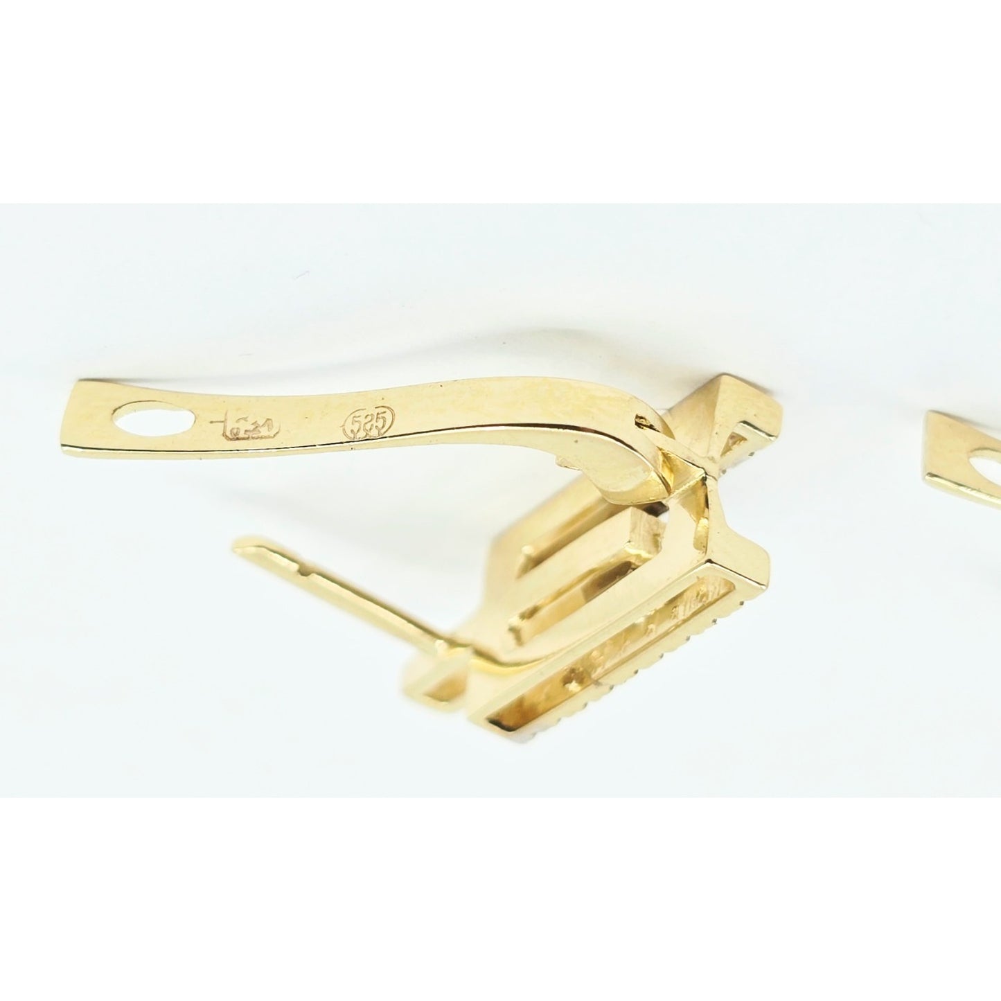 14K Yellow Gold Motion Diamond French Clip Earrings