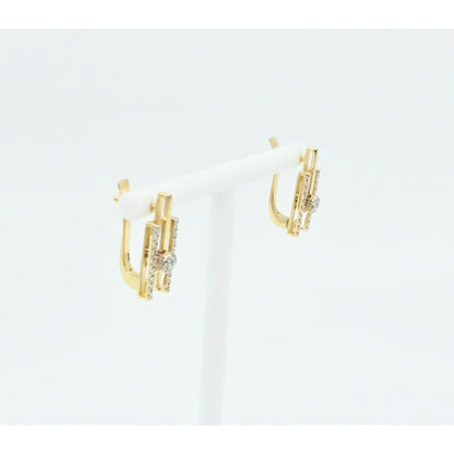14K Yellow Gold Motion Diamond French Clip Earrings