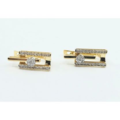 14K Yellow Gold Motion Diamond French Clip Earrings