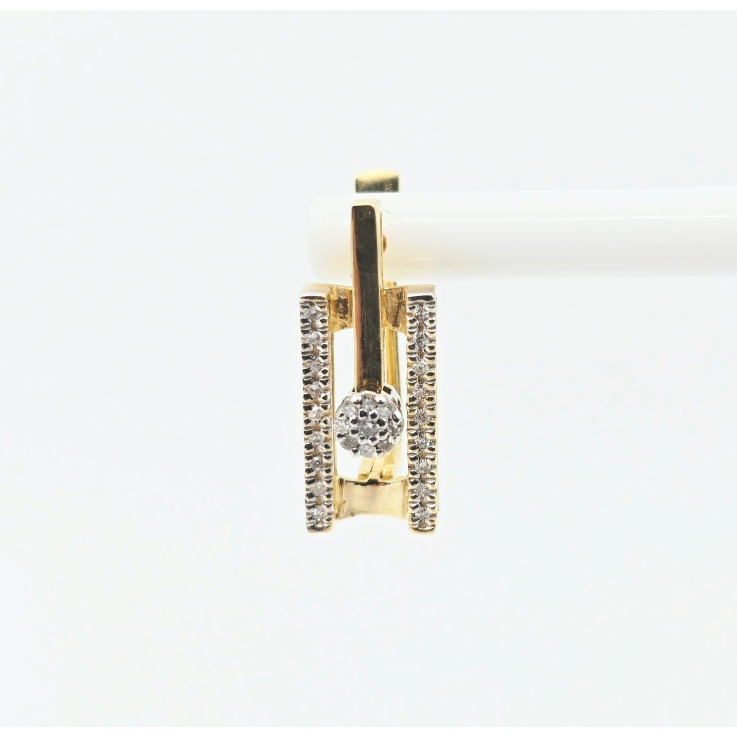 14K Yellow Gold Motion Diamond French Clip Earrings