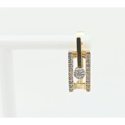 14K Yellow Gold Motion Diamond French Clip Earrings