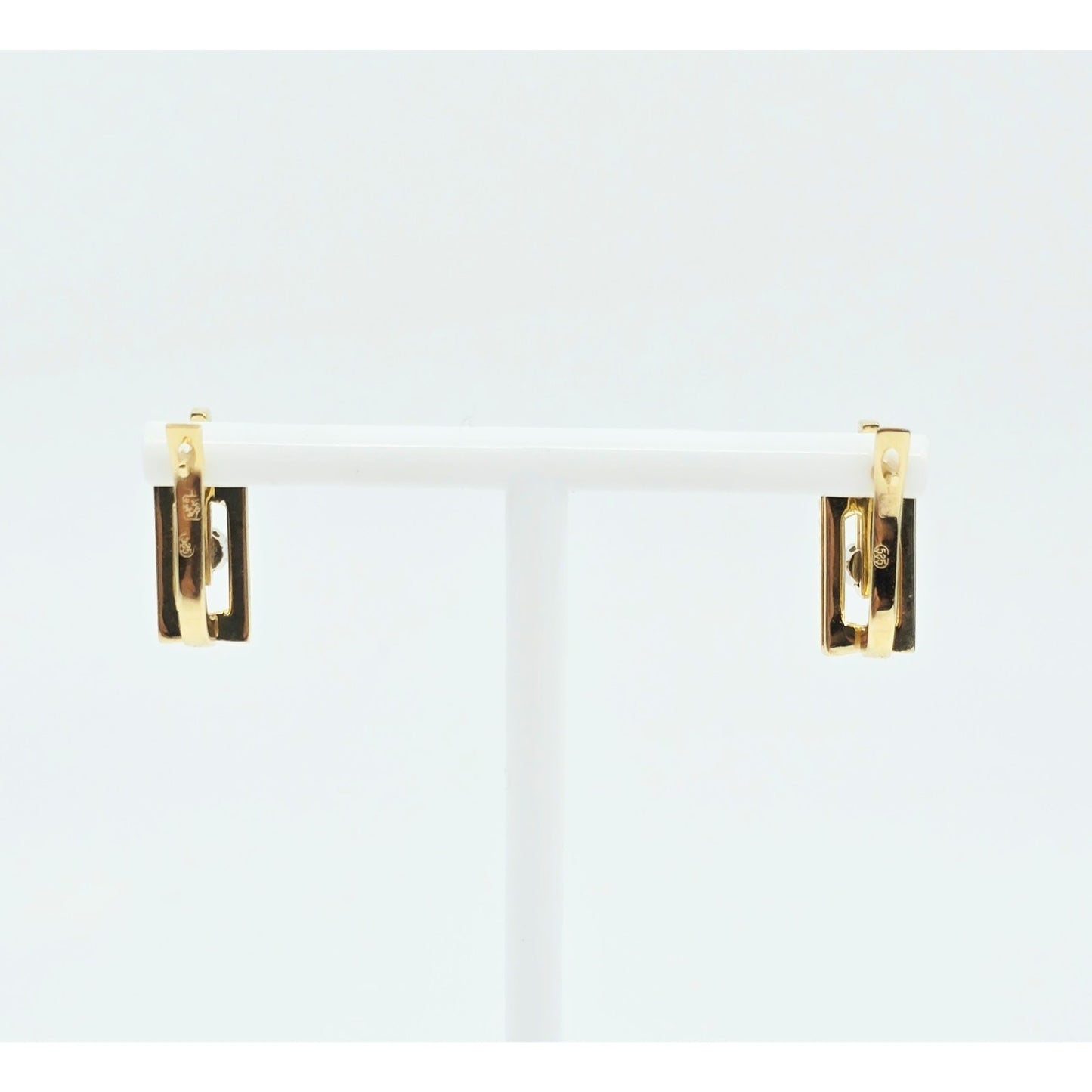 14K Yellow Gold Motion Diamond French Clip Earrings