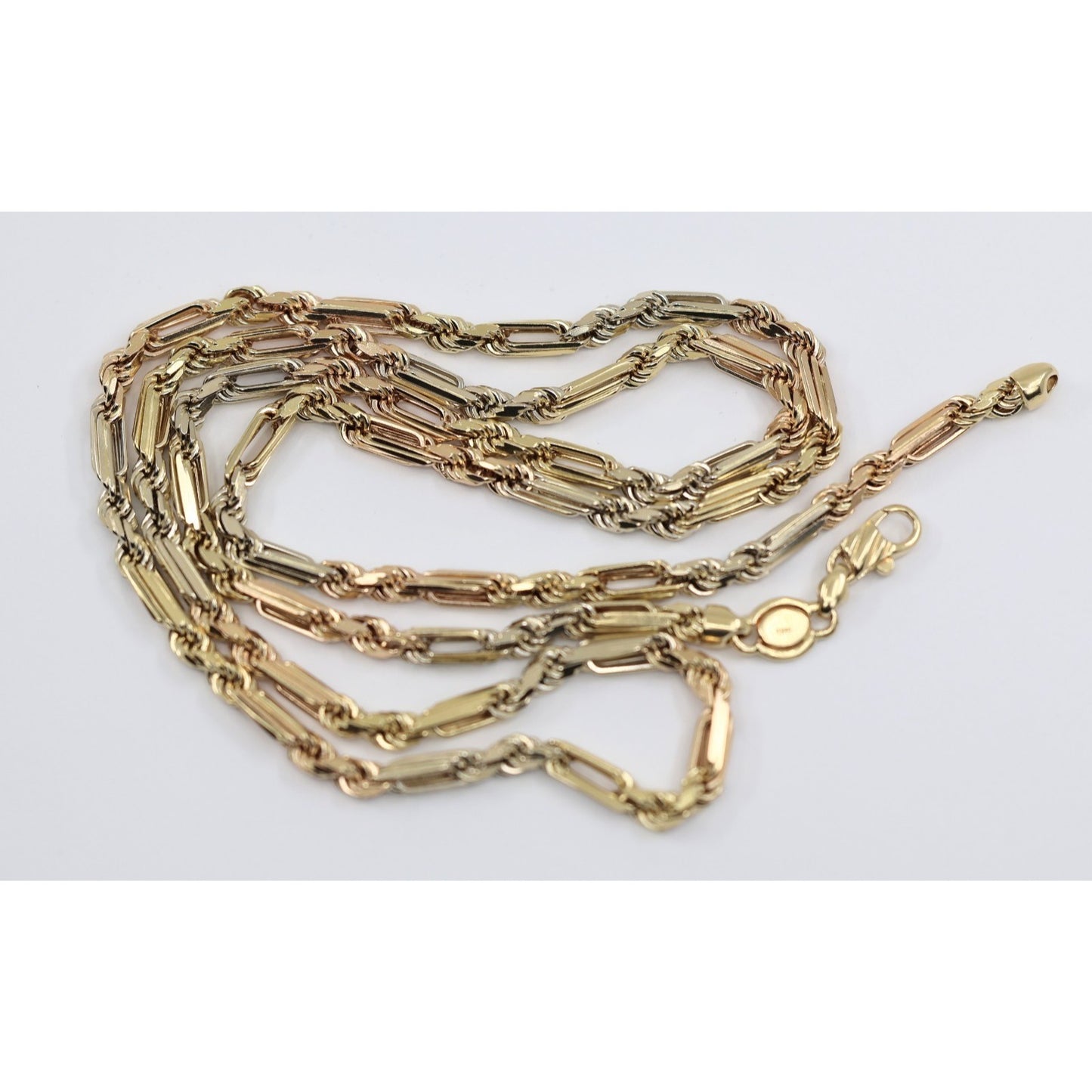 14K Tri Tone Gold Milano Rope Chain Necklace