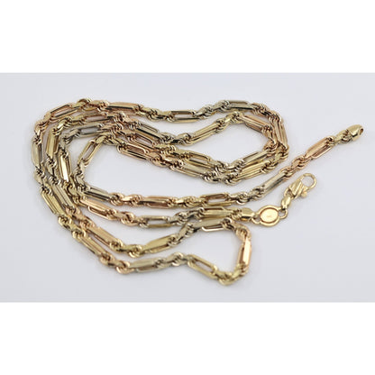 14K Tri Tone Gold Milano Rope Chain Necklace