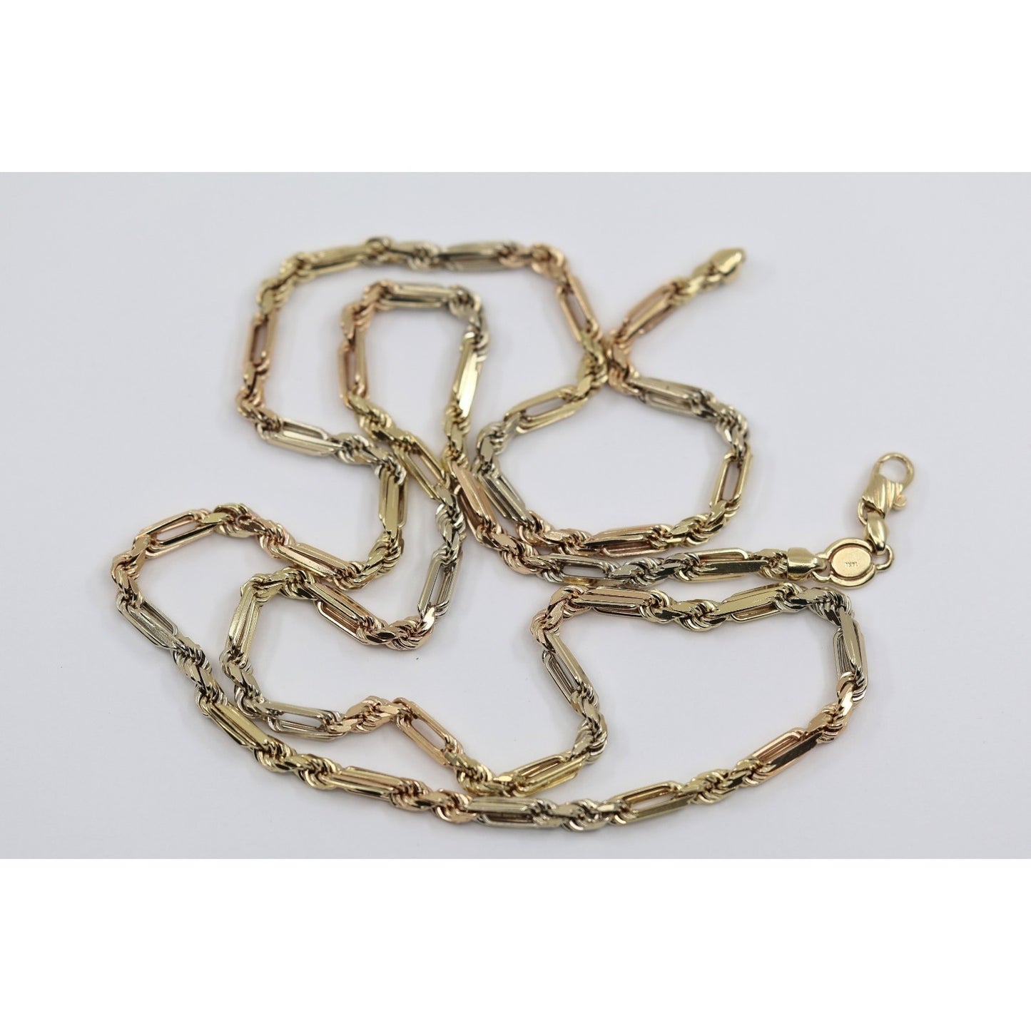 14K Tri Tone Gold Milano Rope Chain Necklace
