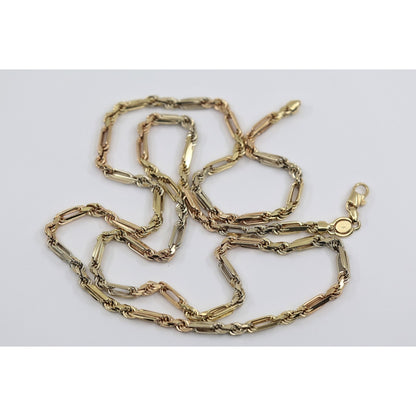 14K Tri Tone Gold Milano Rope Chain Necklace