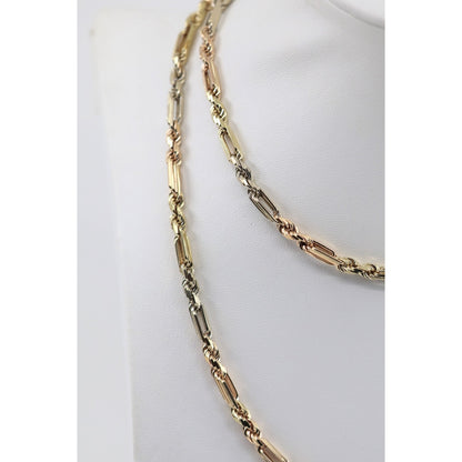 14K Tri Tone Gold Milano Rope Chain Necklace