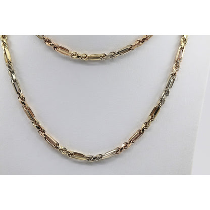 14K Tri Tone Gold Milano Rope Chain Necklace