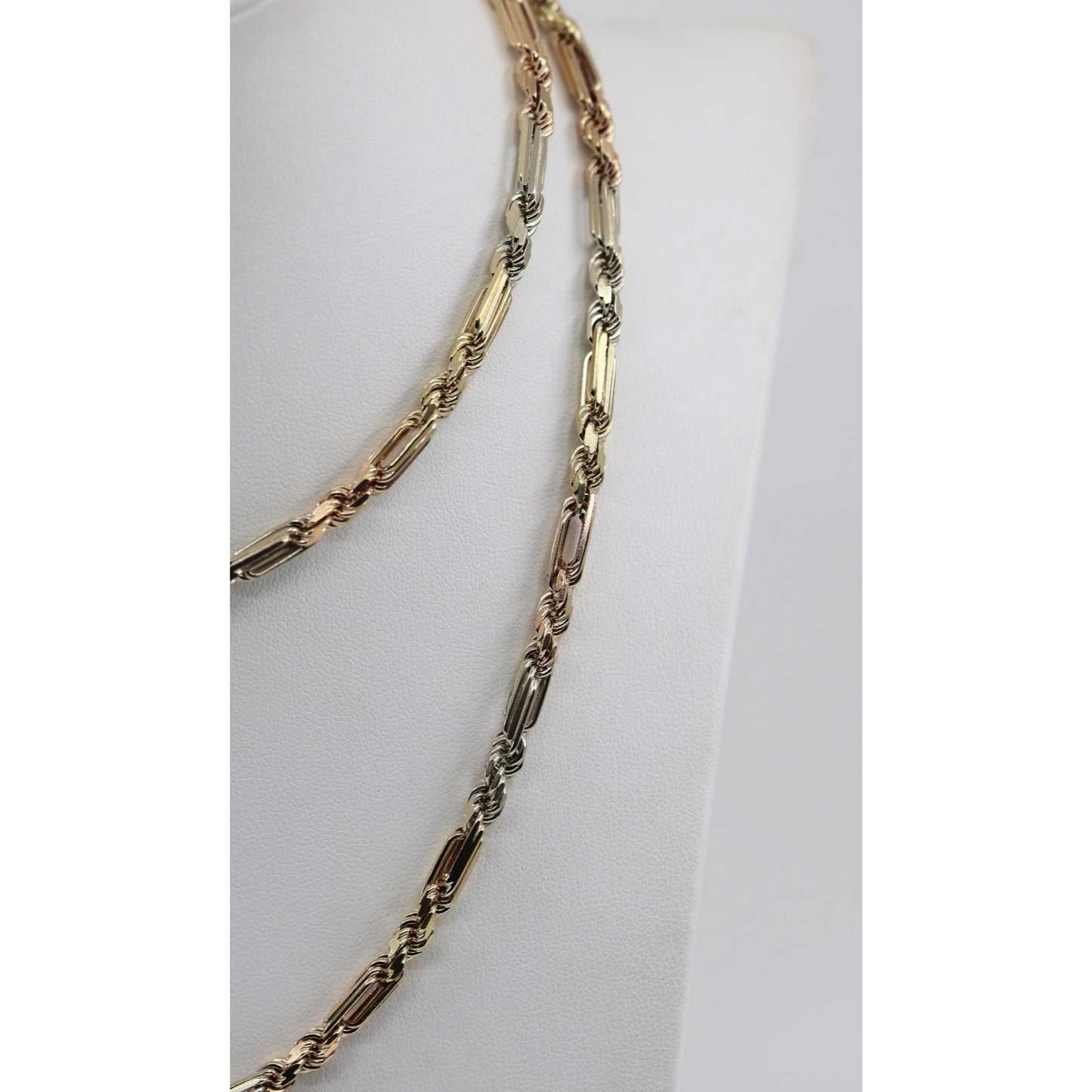 14K Tri Tone Gold Milano Rope Chain Necklace