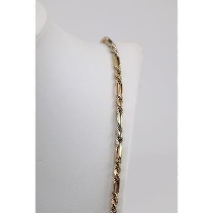 14K Tri Tone Gold Milano Rope Chain Necklace