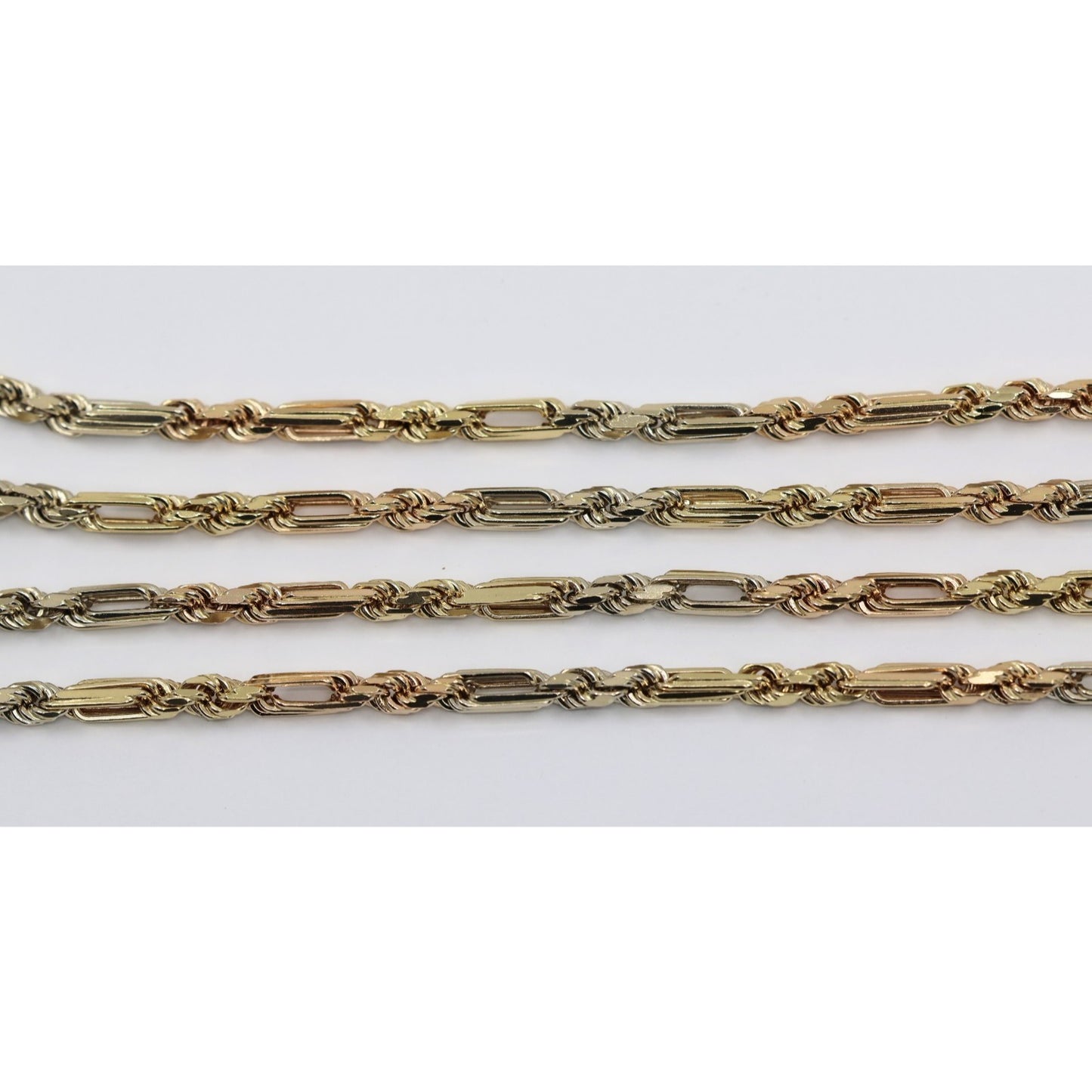 14K Tri Tone Gold Milano Rope Chain Necklace