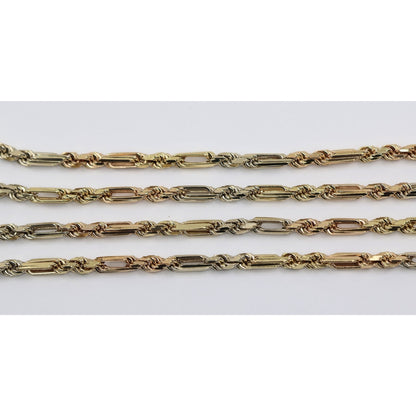 14K Tri Tone Gold Milano Rope Chain Necklace