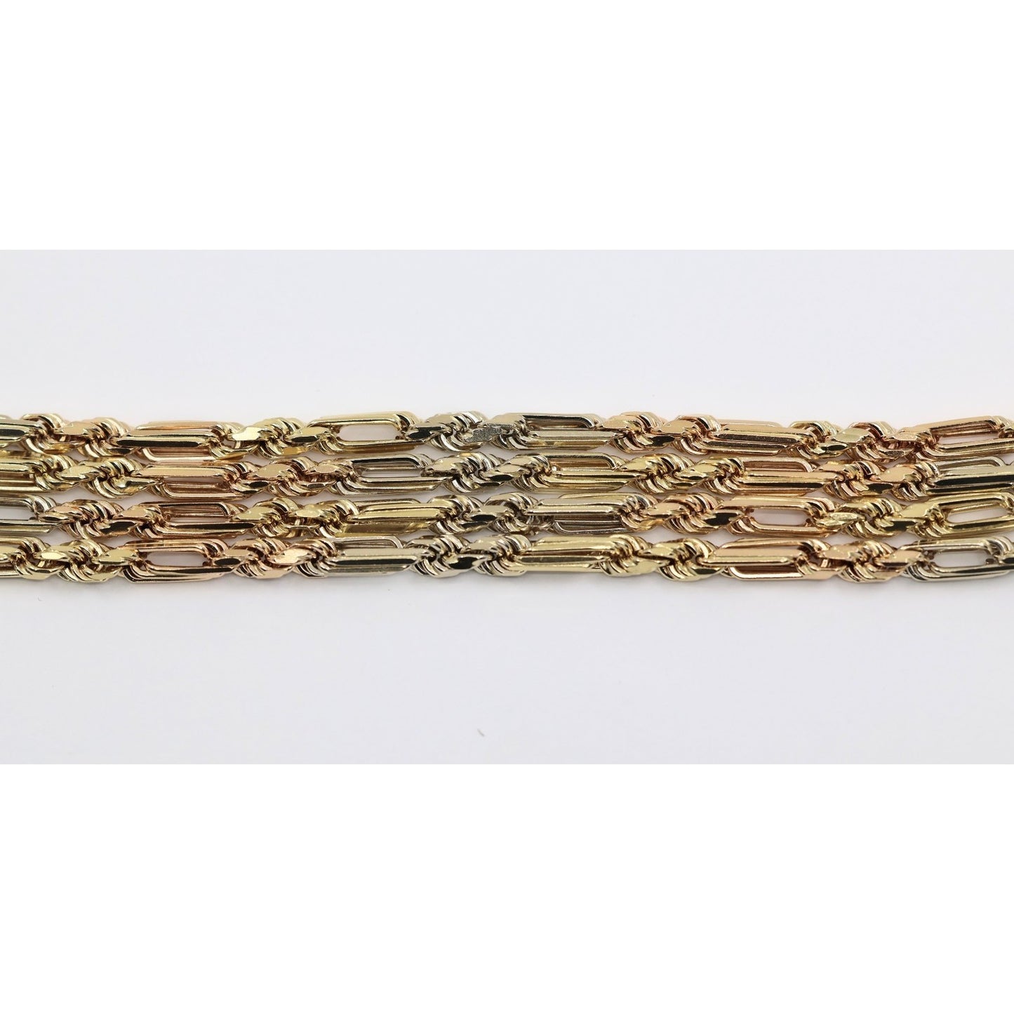 14K Tri Tone Gold Milano Rope Chain Necklace