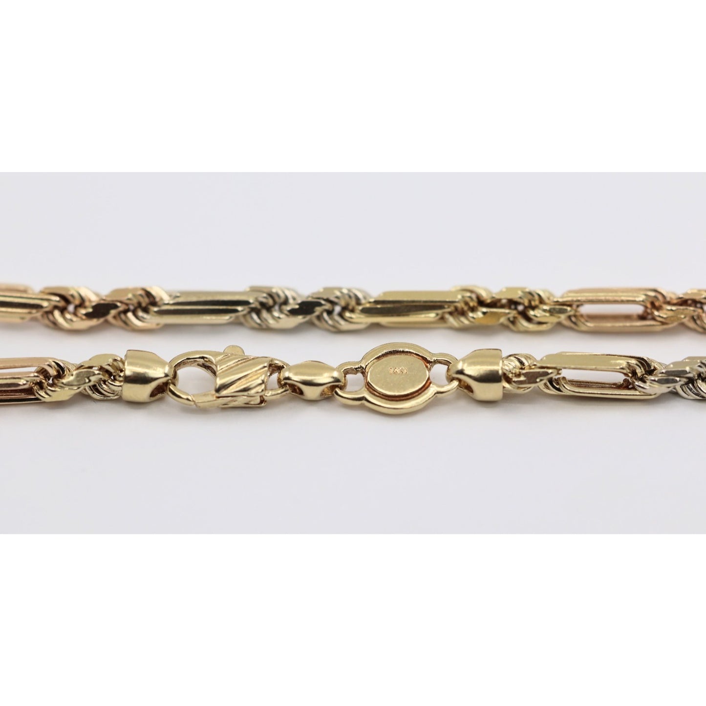 14K Tri Tone Gold Milano Rope Chain Necklace