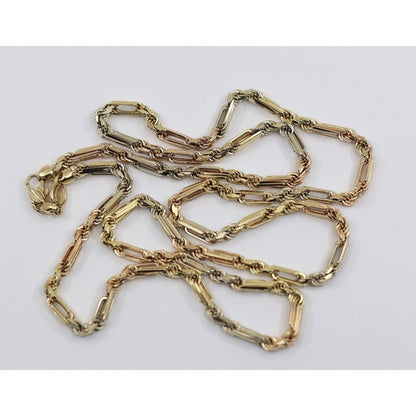 14K Tri Tone Gold Milano Rope Chain Necklace