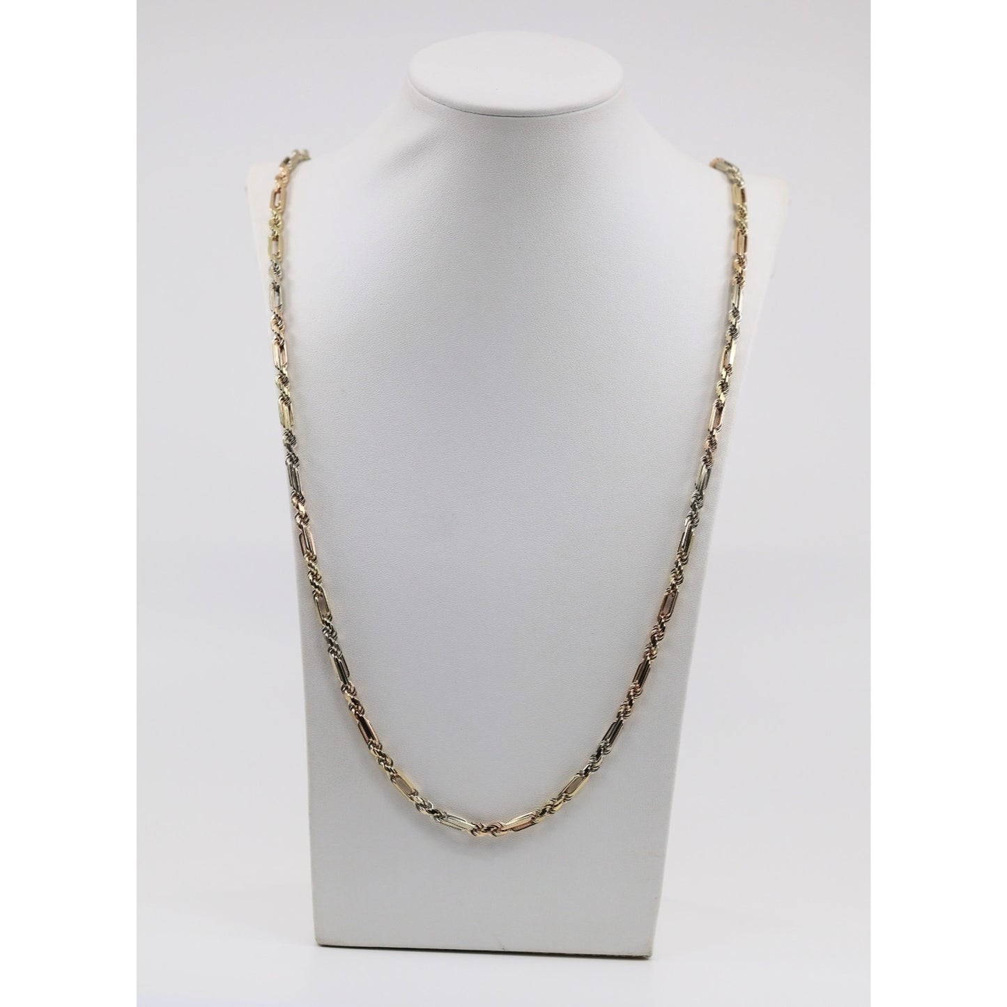14K Tri Tone Gold Milano Rope Chain Necklace