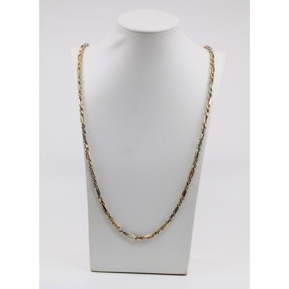 14K Tri Tone Gold Milano Rope Chain Necklace