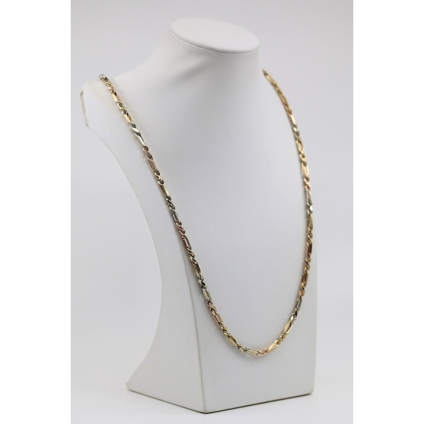 14K Tri Tone Gold Milano Rope Chain Necklace