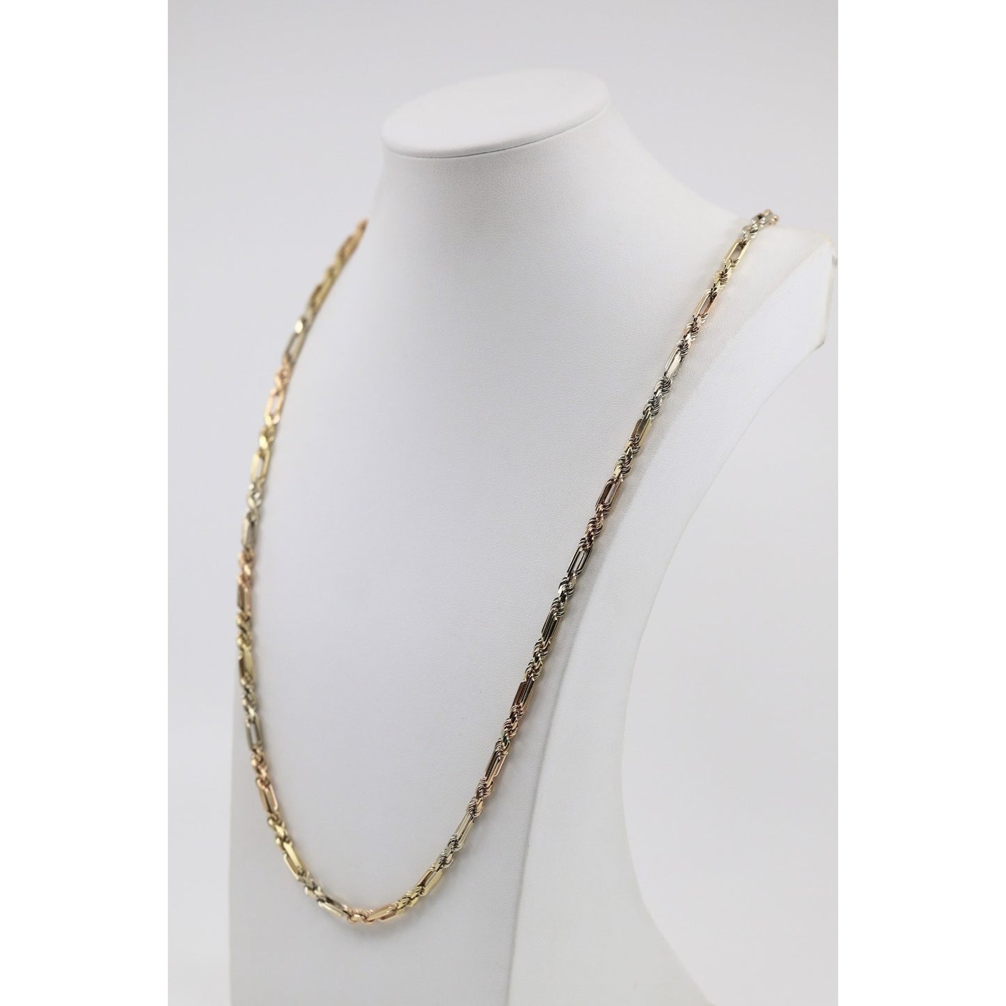 14K Tri Tone Gold Milano Rope Chain Necklace