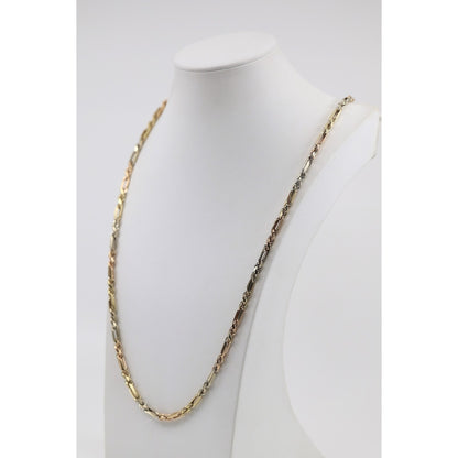 14K Tri Tone Gold Milano Rope Chain Necklace